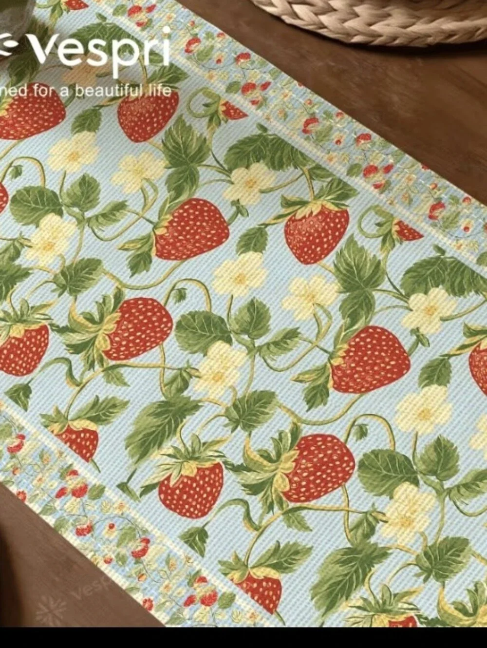 Strawberry 🍓 Decor 7pc Set: 1 Table Runner & 6 Placemats NEW